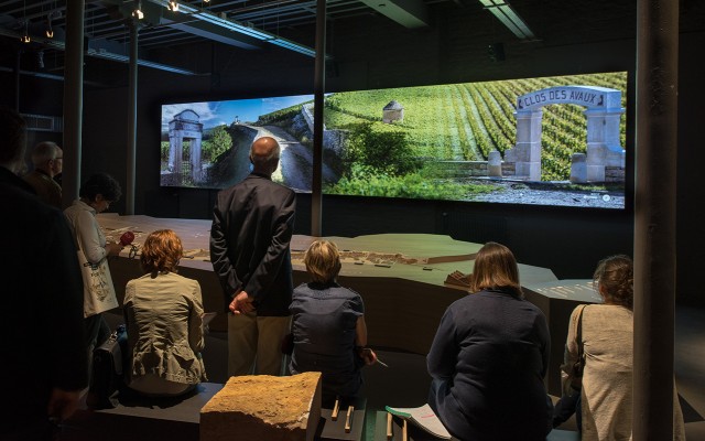 Vue de la fresque audiovisuelle dans la Maison des Climats