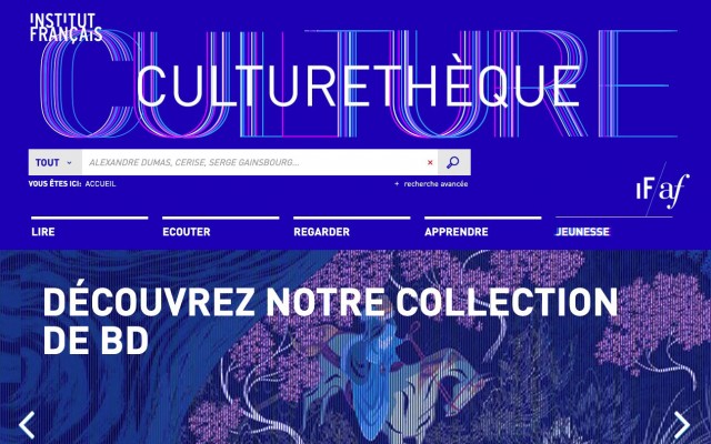 Page d'accueil de culturetheque.com, juillet 2019